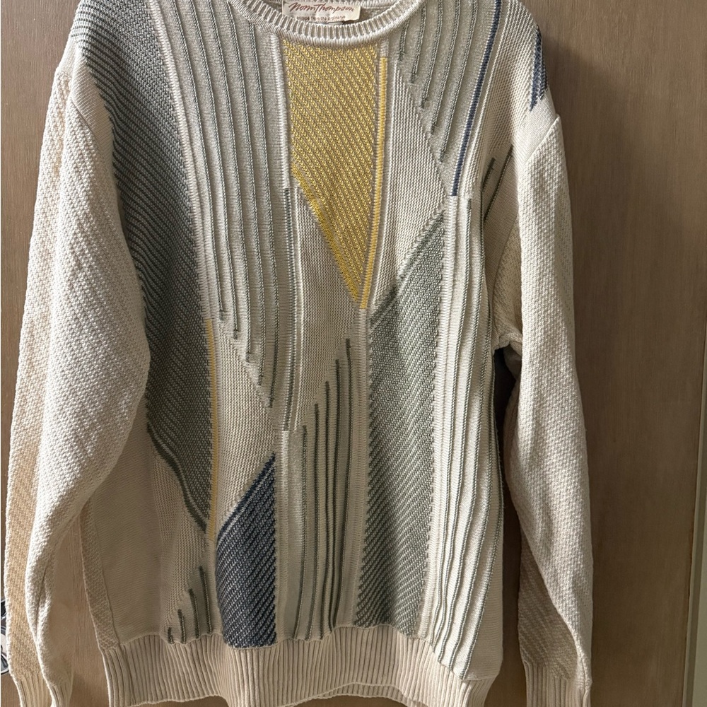 Norm Thompson Textured Knit Sweater in Cream and Yellow